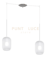 SOSPENSIONE CROMO 2 LUCI SPOSTABILE VETRI BIANCO FOG 1181CR-S2 S-BF