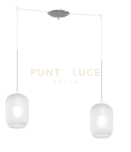 SOSPENSIONE CROMO 2 LUCI SPOSTABILE VETRI BIANCO FOG 1181CR-S2 S-BF