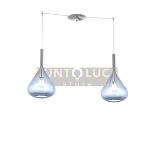 SOSPENSIONE CROMO 2 LUCI SPOSTABILE VETRI BLU 1177CR-S2 S-BL