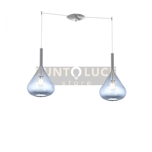 SOSPENSIONE CROMO 2 LUCI SPOSTABILE VETRI BLU 1177CR-S2 S-BL