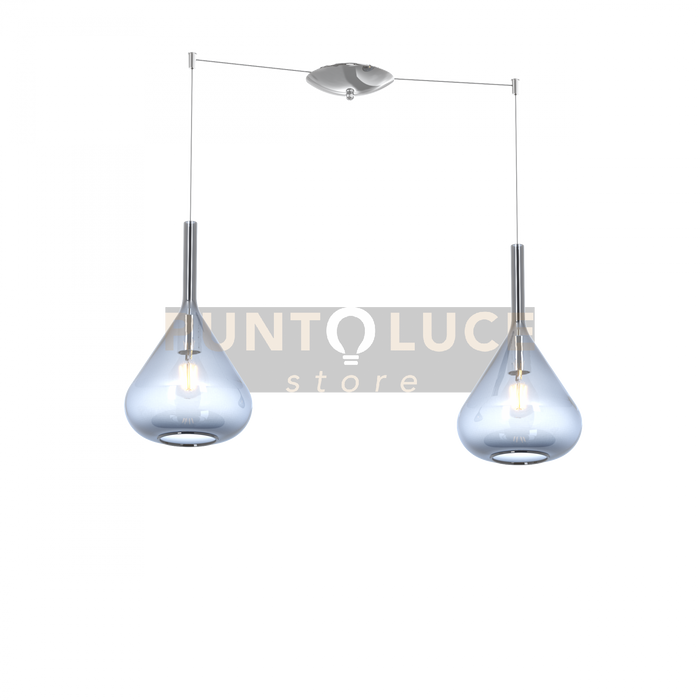 SOSPENSIONE CROMO 2 LUCI SPOSTABILE VETRI BLU 1177CR-S2 S-BL