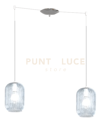 SOSPENSIONE CROMO 2 LUCI SPOSTABILE VETRI BLU 1181CR-S2 S-BL