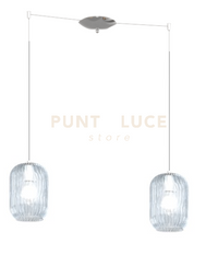 SOSPENSIONE CROMO 2 LUCI SPOSTABILE VETRI BLU 1181CR-S2 S-BL