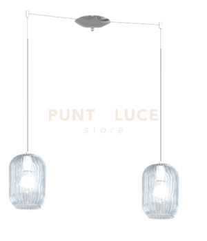 SOSPENSIONE CROMO 2 LUCI SPOSTABILE VETRI BLU 1181CR-S2 S-BL