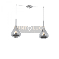 SOSPENSIONE CROMO 2 LUCI SPOSTABILE VETRI FUME 1177CR-S2 S-FU