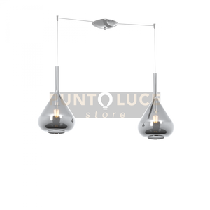 SOSPENSIONE CROMO 2 LUCI SPOSTABILE VETRI FUME 1177CR-S2 S-FU