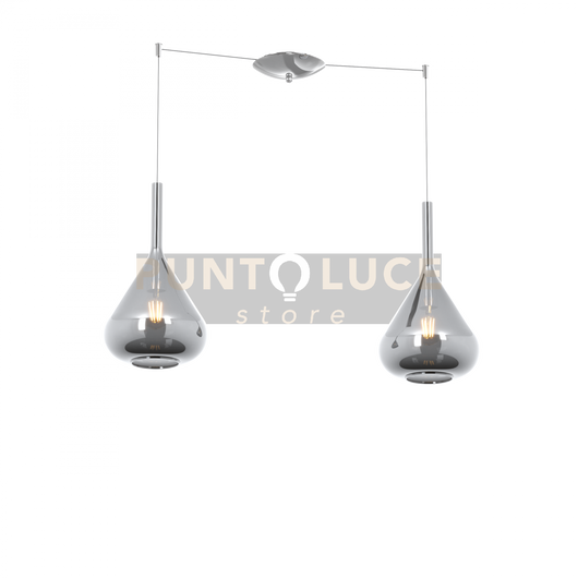 SOSPENSIONE CROMO 2 LUCI SPOSTABILE VETRI FUME 1177CR-S2 S-FU