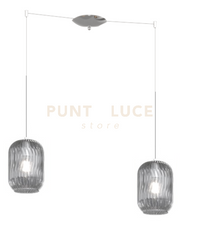 SOSPENSIONE CROMO 2 LUCI SPOSTABILE VETRI FUME 1181CR-S2 S-FU