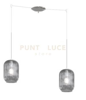 SOSPENSIONE CROMO 2 LUCI SPOSTABILE VETRI FUME 1181CR-S2 S-FU