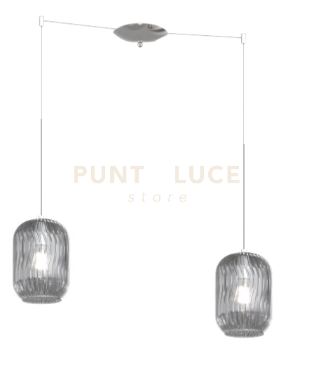 SOSPENSIONE CROMO 2 LUCI SPOSTABILE VETRI FUME 1181CR-S2 S-FU