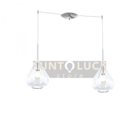 SOSPENSIONE CROMO 2 LUCI SPOSTABILE VETRI TRASPARENTE 1177CR-S2 S-TR