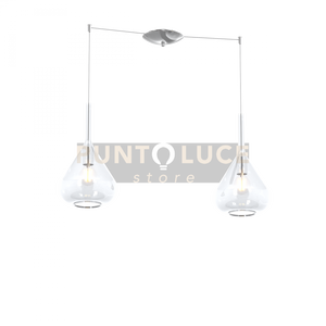 SOSPENSIONE CROMO 2 LUCI SPOSTABILE VETRI TRASPARENTE 1177CR-S2 S-TR