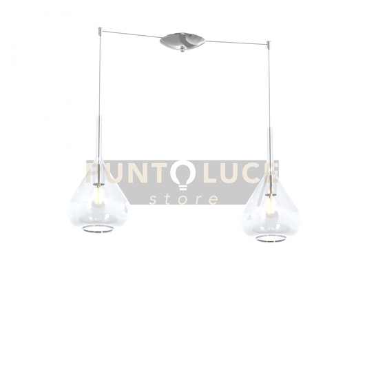 SOSPENSIONE CROMO 2 LUCI SPOSTABILE VETRI TRASPARENTE 1177CR-S2 S-TR