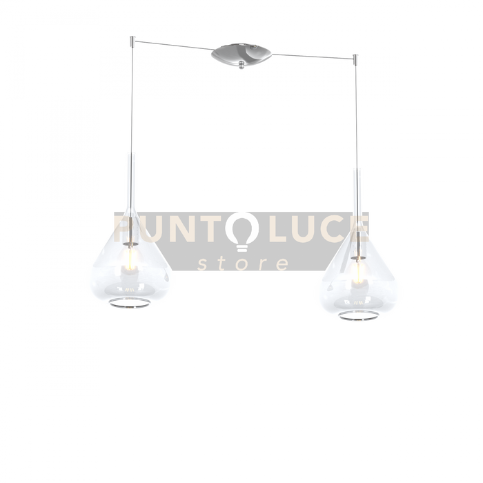 SOSPENSIONE CROMO 2 LUCI SPOSTABILE VETRI TRASPARENTE 1177CR-S2 S-TR