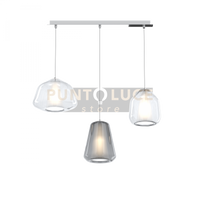SOSPENSIONE CROMO 3 LUCI RETTANGOLARE VETRI ALPHA TR + BETA TR + GAMMA FU 1176CR-S3 R ABG-TF