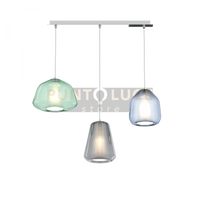 SOSPENSIONE CROMO 3 LUCI RETTANGOLARE VETRI ALPHA VE + BETA BL + GAMMA FU 1176CR-S3 R ABG-MC