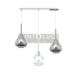 SOSPENSIONE CROMO 3 LUCI RETTANGOLARE VETRI TR + 2X FU 1177CR-S3 R-TF