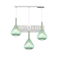 SOSPENSIONE CROMO 3 LUCI RETTANGOLARE VETRI VERDE 1177CR-S3 R-VE
