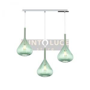 SOSPENSIONE CROMO 3 LUCI RETTANGOLARE VETRI VERDE 1177CR-S3 R-VE