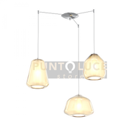 SOSPENSIONE CROMO 3 LUCI SPOSTABILE VETRI ALPHA + BETA + GAMMA AMBRA 1176CR-S3 S ABG-AM