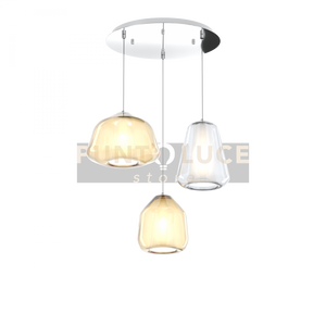 SOSPENSIONE CROMO 3 LUCI TONDA VETRI ALPHA AM + BETA AM + GAMMA TR 1176CR-S3 T ABG-TA