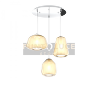 SOSPENSIONE CROMO 3 LUCI TONDA VETRI ALPHA + BETA + GAMMA AMBRA 1176CR-S3 T ABG-AM