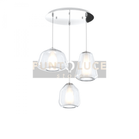 SOSPENSIONE CROMO 3 LUCI TONDA VETRI ALPHA + BETA + GAMMA TRASPARENTI 1176CR-S3 T ABG-TR