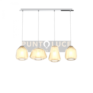 SOSPENSIONE CROMO 4 LUCI RETTANGOLARE VETRI ALPHA + 2X BETA + GAMMA AMBRA 1176CR-S4 R ABG-AM