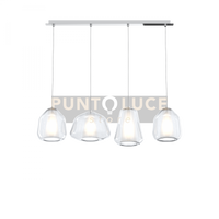 SOSPENSIONE CROMO 4 LUCI RETTANGOLARE VETRI ALPHA + 2X BETA + GAMMA TRASPARENTI 1176CR-S4 R ABG-TR