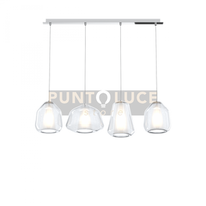 SOSPENSIONE CROMO 4 LUCI RETTANGOLARE VETRI ALPHA + 2X BETA + GAMMA TRASPARENTI 1176CR-S4 R ABG-TR