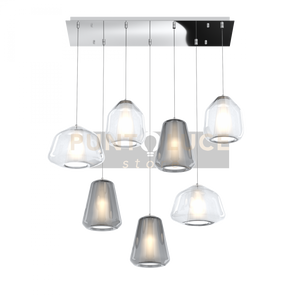 SOSPENSIONE CROMO 7 LUCI RETTANGOLARE VETRI (ALPHA 2X TR) (BETA 2X TR) (GAMMA 3X FU) 1176CR-S7 R ABG-TF