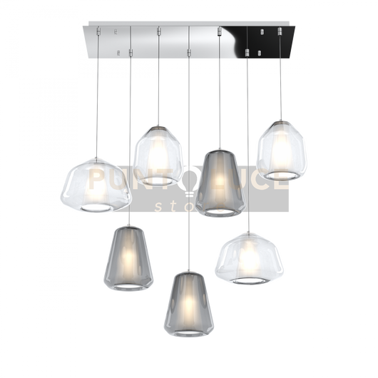 SOSPENSIONE CROMO 7 LUCI RETTANGOLARE VETRI (ALPHA 2X TR) (BETA 2X TR) (GAMMA 3X FU) 1176CR-S7 R ABG-TF