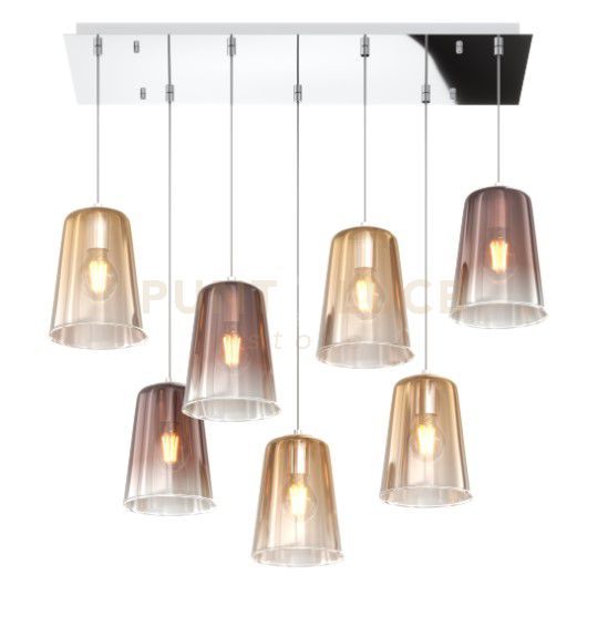 SOSPENSIONE CROMO RETTANGOLARE 7 LUCI (4 AM + 3 RA) 1164CR-S7 R-AR