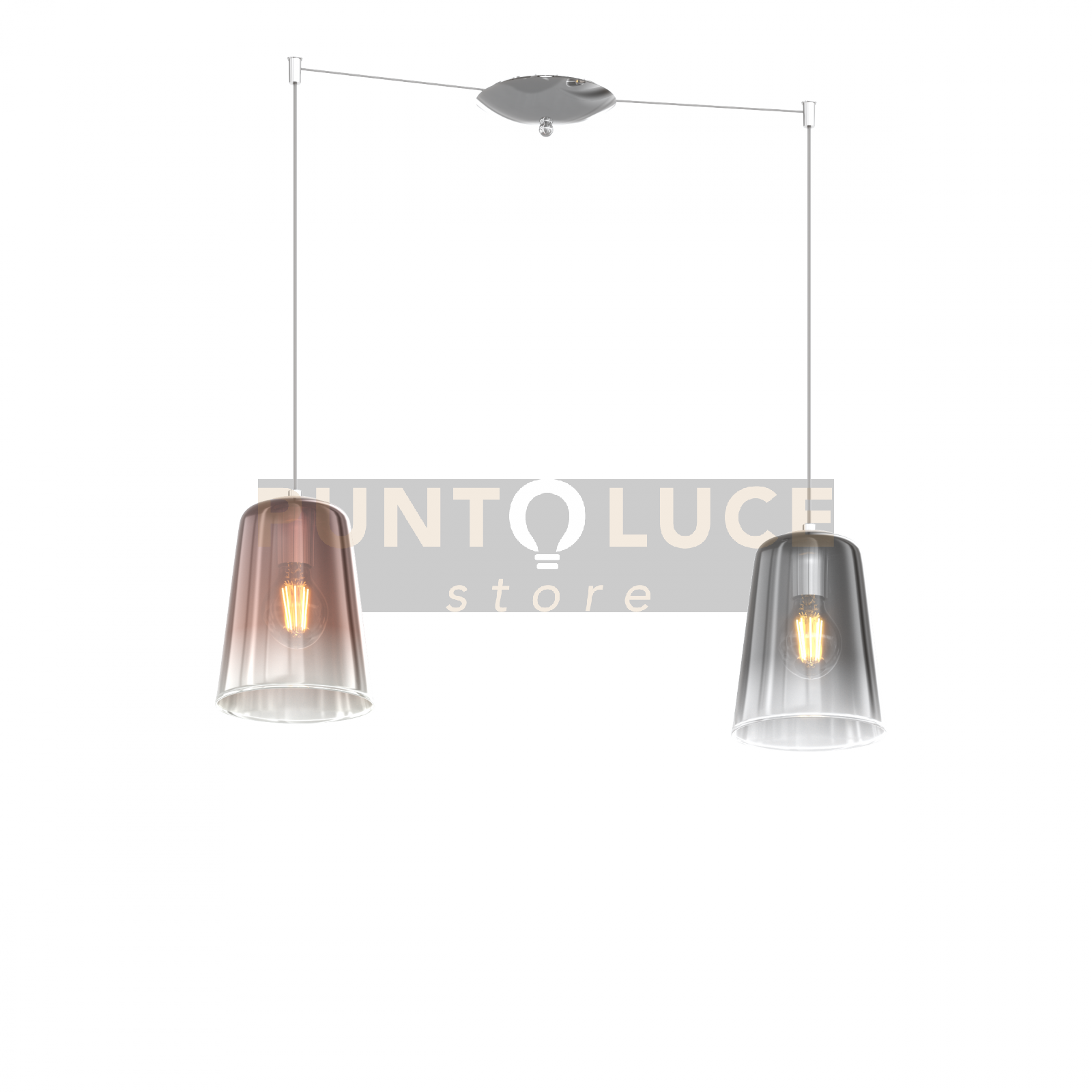 SOSPENSIONE CROMO SPOSTABILE 2 LUCI (1 RA + 1 CR) 1164CR-S2 S-RC