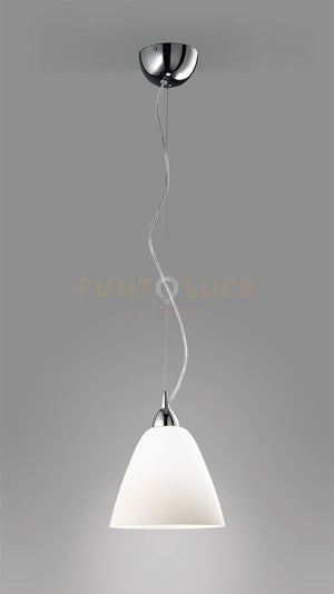 DOME Sospensione 1 luce cromo lucido con vetro bianco soffiato attacco E27