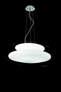 SOSPENSIONE PAGODA D.60CM 5+2 LUCI ATTACCO E27 ALTEZZA 25CM MAX 100CM CROMO E BIANCO