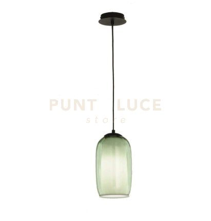 SOSPENSIONE BONNIE 3 VETRO VERDE 1 LUCE ATTACCO E27 D.15CM H.29CM