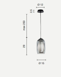 SOSPENSIONE BONNIE 3 VETRO VERDE 1 LUCE ATTACCO E27 D.15CM H.29CM