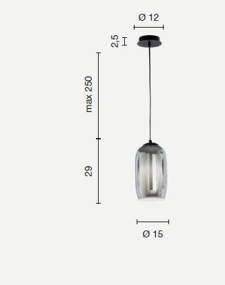 SOSPENSIONE BONNIE 3 VETRO VERDE 1 LUCE ATTACCO E27 D.15CM H.29CM