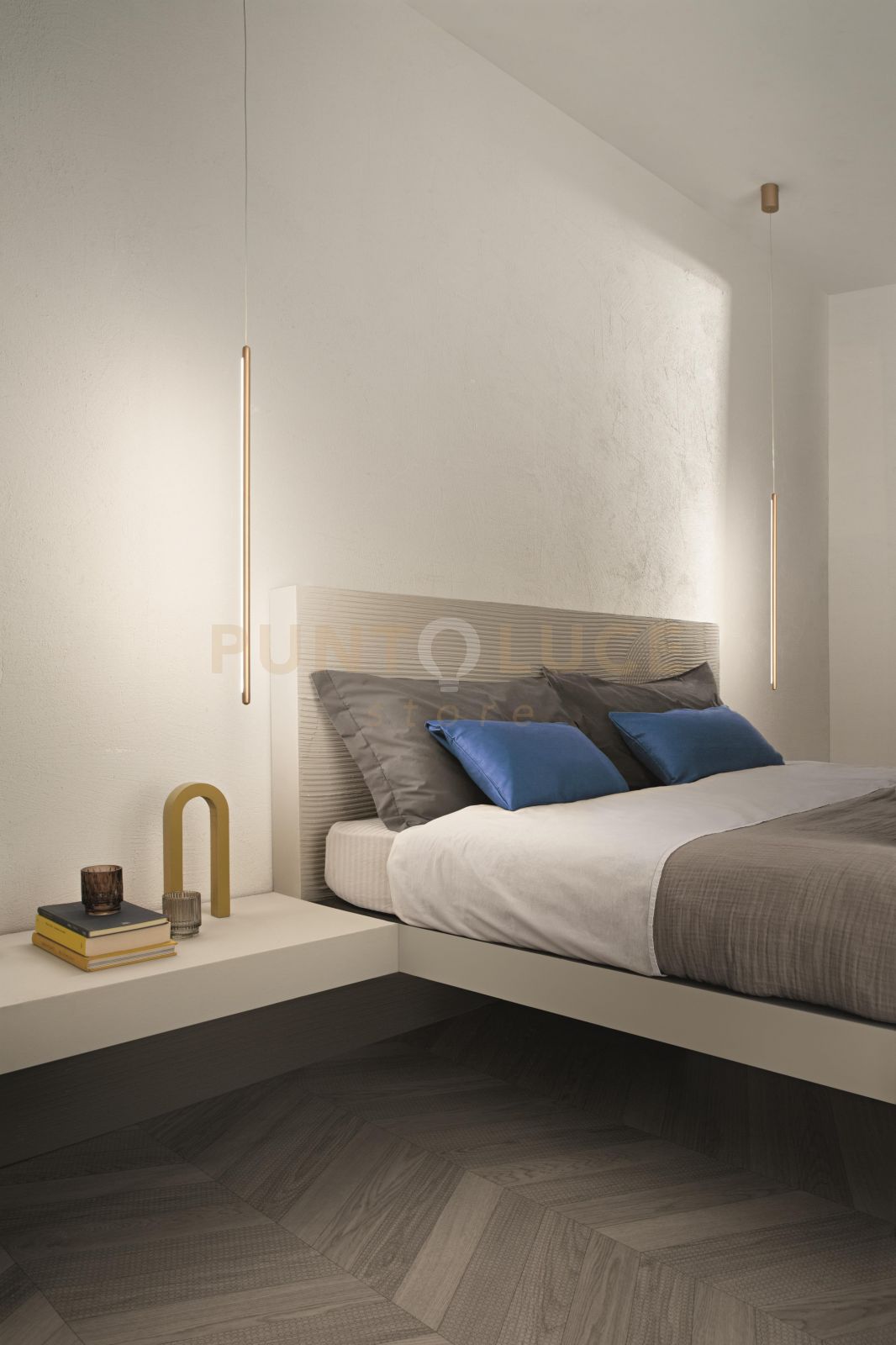 SOSPENSIONE GENIUS A LED 3000k 20lm  12w SINGOLA VERTICALE ORO DIMMERABILE