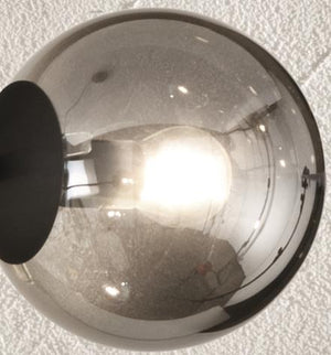 SOSPENSIONE MONILE 6 LUCI ATTACCO E14 NERO E VETRI FUME' L.120CM