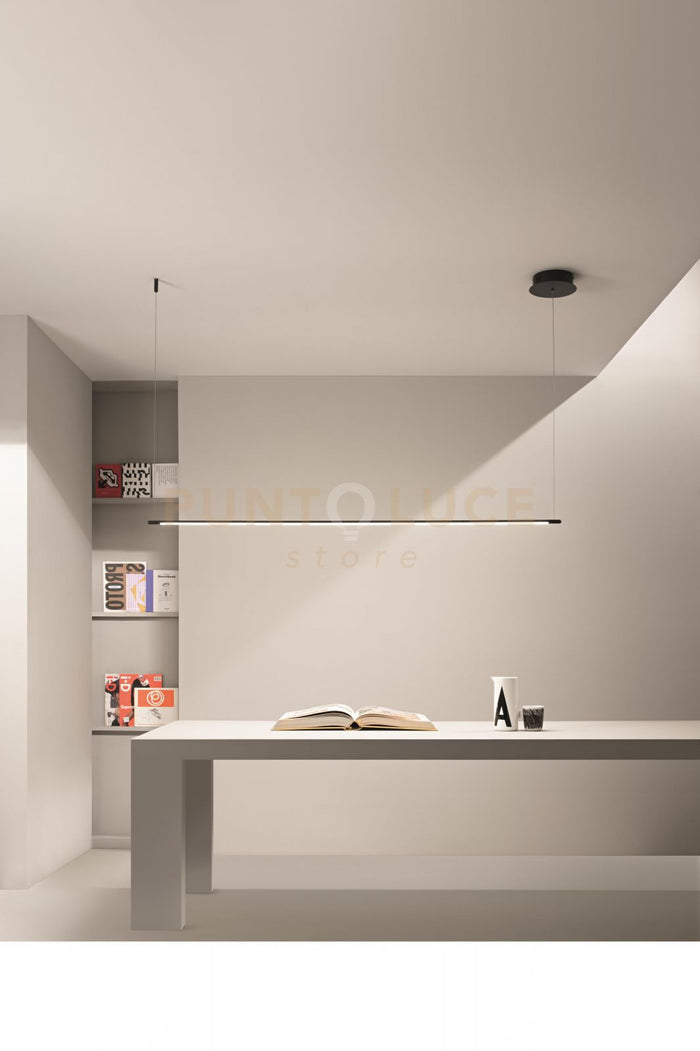 SOSPENSIONE GENIUS ORIZZONTALE  NERO LED 3000K 1380LM 28W DIMMERABILE L.160CM