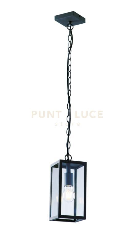 SOSPENSIONE MIRAGE ANTRACITE 1 LUCE ATTACCO E27 IP44 13X13X90CM IN METALLO E VETRO