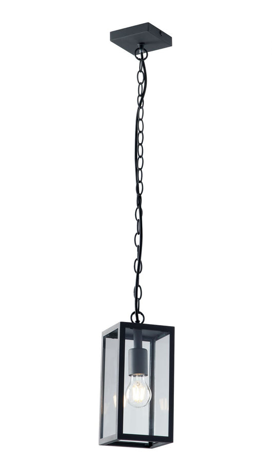 SOSPENSIONE MIRAGE ANTRACITE 1 LUCE ATTACCO E27 IP44 13X13X90CM IN METALLO E VETRO