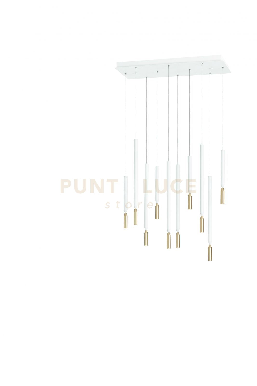 SOSPENSIONE MULTIPLA TUBIC 10 BIANCO ORO 3000k 4760lm 70w DIMMERABILE BASE RETTANGOLARE