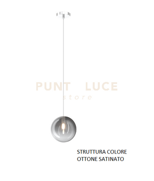 SOSPENSIONE OTTONE SAT. 1 LUCE VETRO FUME 1184OS-S1-FU