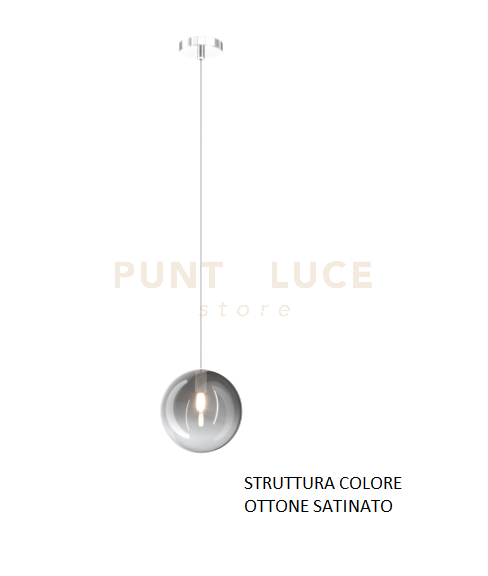 SOSPENSIONE OTTONE SAT. 1 LUCE VETRO FUME 1184OS-S1-FU