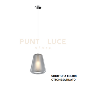 SOSPENSIONE OTTONE SAT. 1 LUCE VETRO GAMMA FUME 1176OS-S1 GAMMA-FU