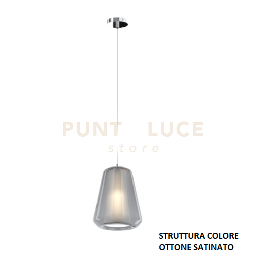 SOSPENSIONE OTTONE SAT. 1 LUCE VETRO GAMMA FUME 1176OS-S1 GAMMA-FU
