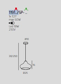 SOSPENSIONE OTTONE SATINATO 1 LUCE VETRO PICCOLO AMBRA 1191OS-SP-AM